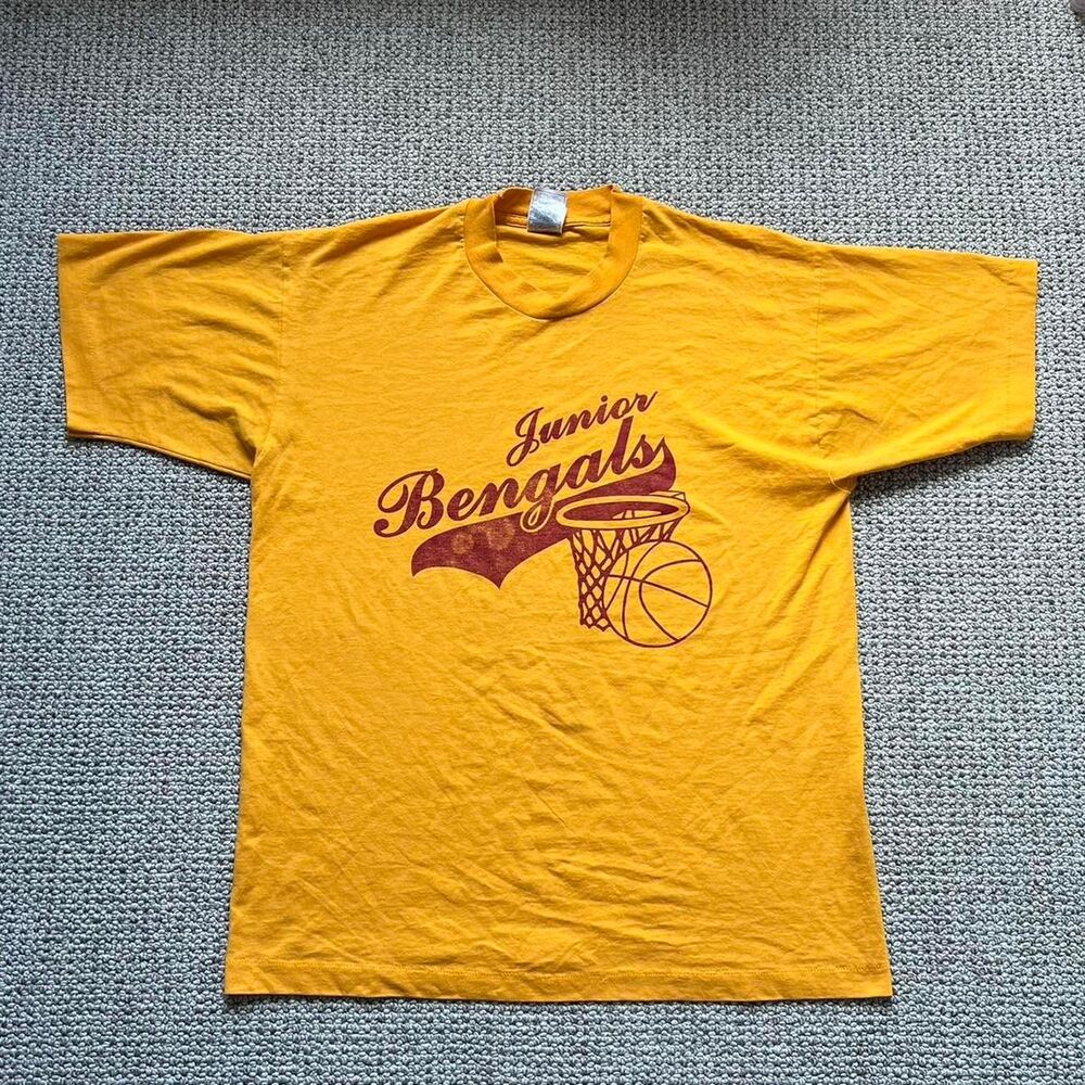 80s yellow and red Junior Bengals basketball shirt